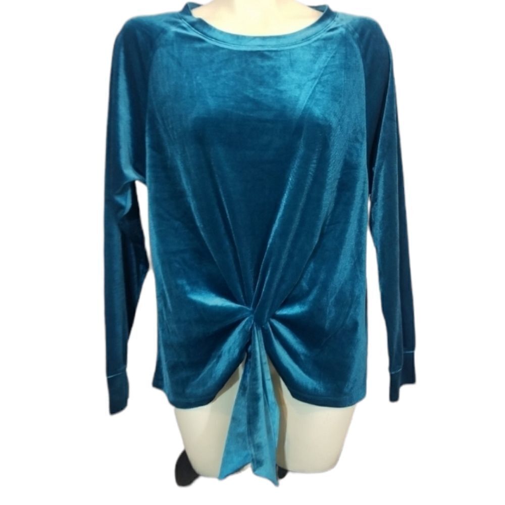 Another Love Teal Velour Blouse Size Small